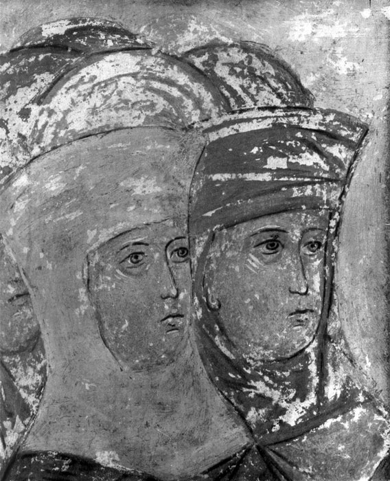 71.  .  .      . 1408.(Andre Roublev. Les bienheureuses. Fragment d'une fresque de la cathedrale de la Dormition de Vladimir. 1408.) 